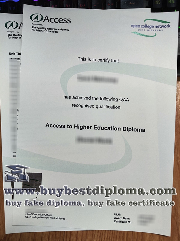 Access to HE diploma, Open College Network diploma,