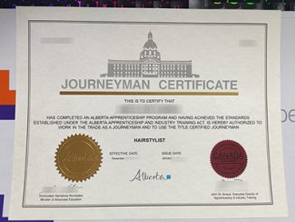 fake Alberta Journeyman certificate, Journeyman Hairstylist certificate,