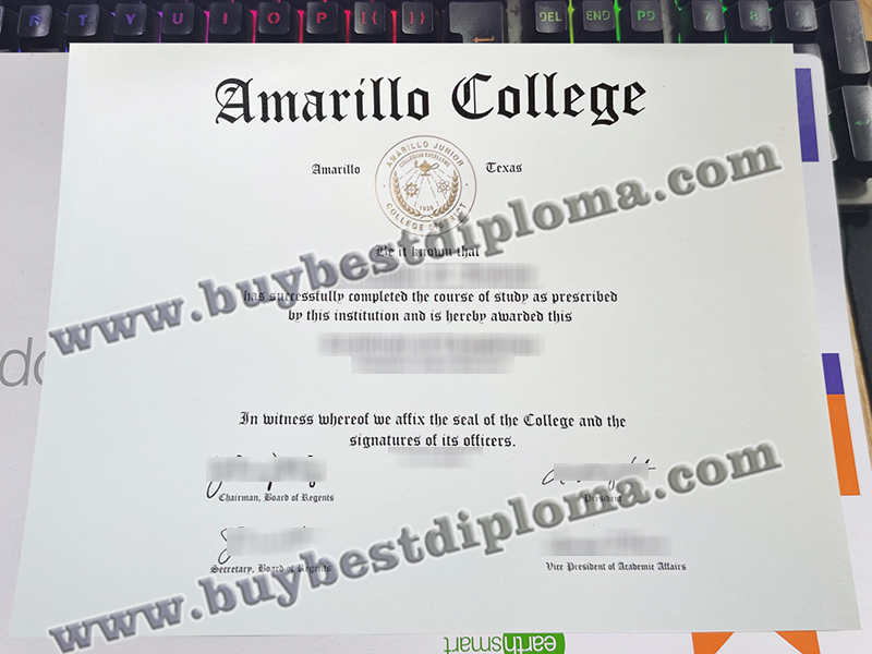 Amarillo College diploma, Amarillo College certificate,