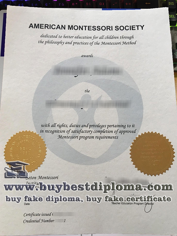 American Montessori Society diploma, American Montessori Society certificate,