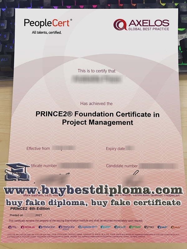 fake PRINCE2 certificate, PRINCE2 foundation certificate, fake Axelos certificate,