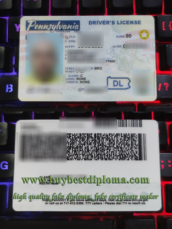 Pennsylvania driver license, Pennsylvania driving license, fake USA driver license,
