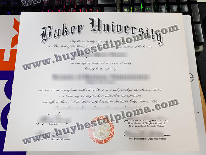 Baker University diploma, Baker University certificate,