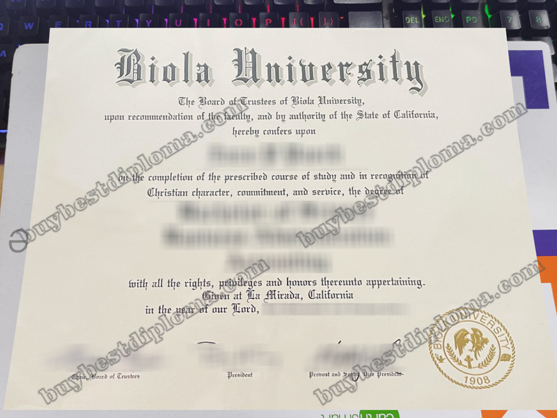 Biola University diploma, Biola University certificate,