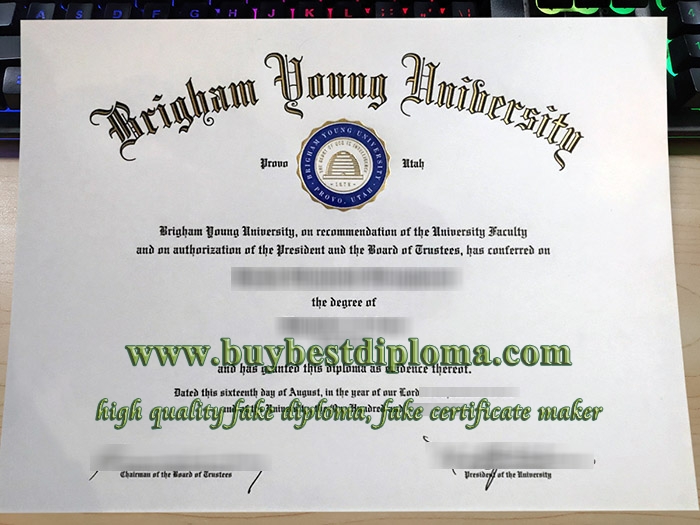 Brigham Young University diploma, fake BYU degree, Brigham Young University certificate,