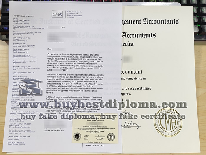 Certified Management Accountant certificate, fake CMA certificate, CMA letter, CMA member card,