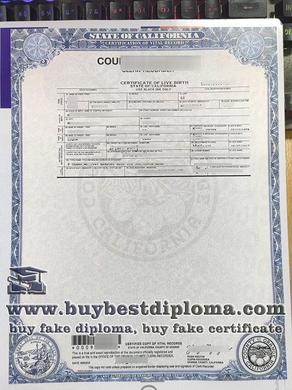 California birth certificate, fake birth certificate,