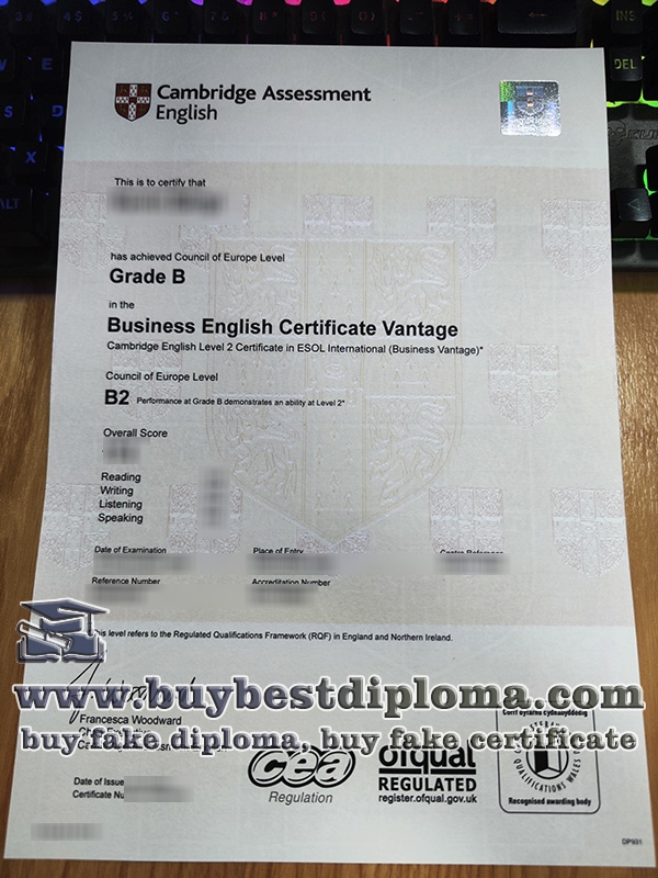 Cambridge BEC certificate, Business English Certificate,