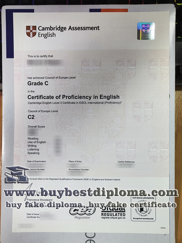 C2 Proficiency certificate, Cambridge CPE certificate,