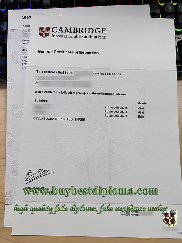General Certificate of Education, fake GCE certificate, Cambridge A level certificate, fake GCE Statement,