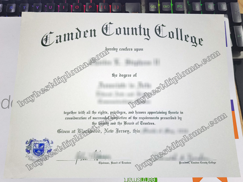 Camden County College diploma, Camden County College certificate,