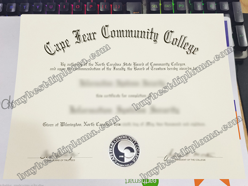 Cape Fear Community College diploma, Cape Fear Community College certificate,