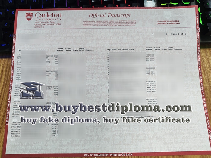 Carleton University Transcript, Carleton University Certificate,