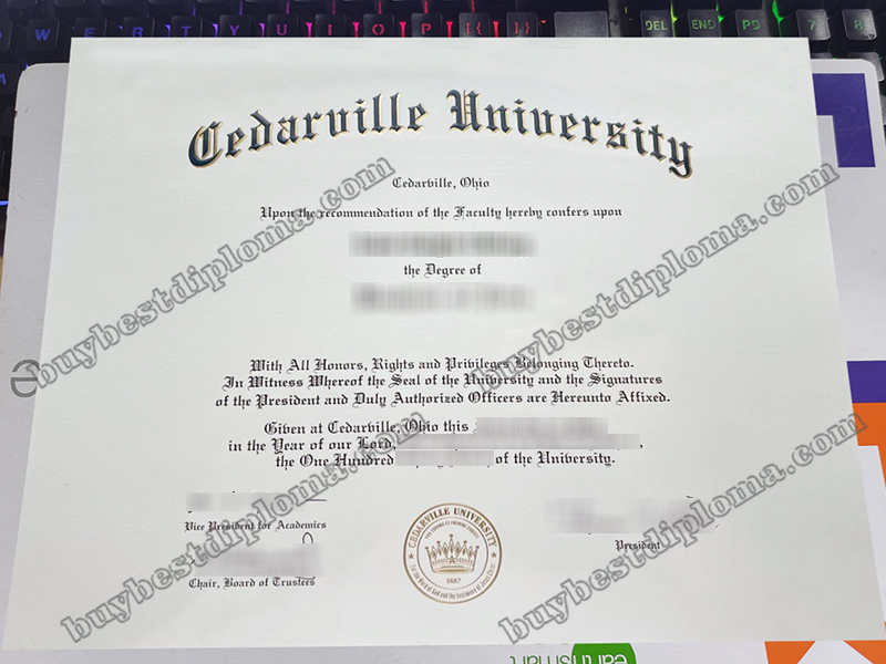 Cedarville University diploma, Cedarville University certificate,
