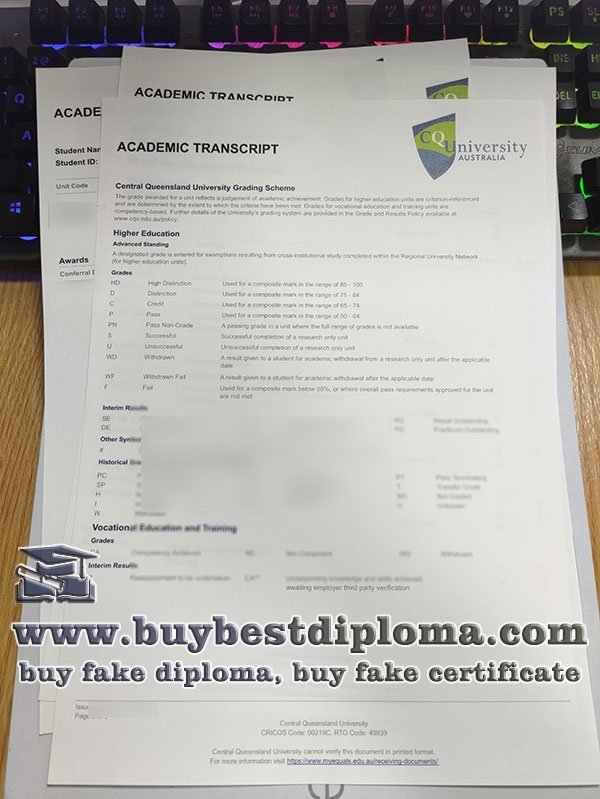 Central Queensland University fake transcript