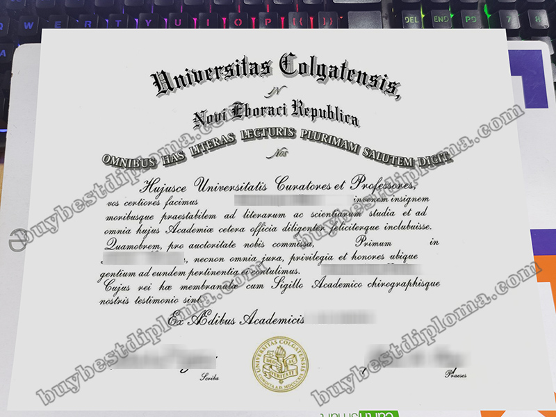 Colgate University diploma, Colgate University certificate,