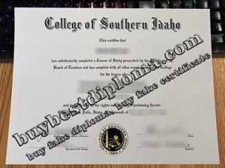 College of Southern Idaho diploma, College of Southern Idaho certificate,