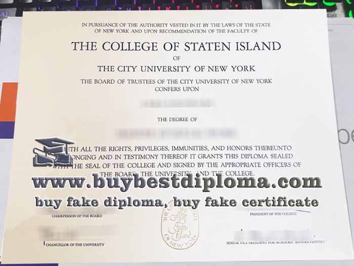 CUNY College of Staten Island diploma, fake College of Staten Island degree,