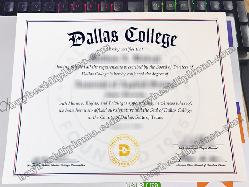 Dallas College diploma, Dallas College certificate,