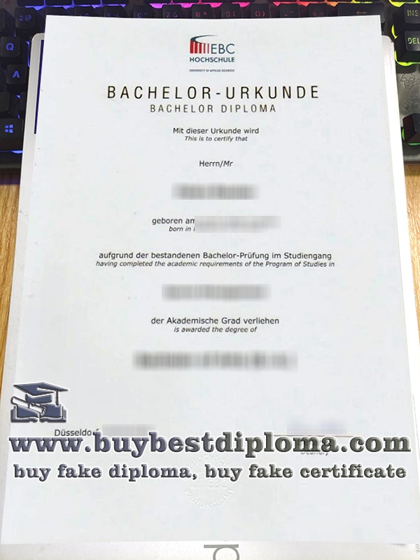 EBC Hochschule urkunde, EBC Hochschule diploma,