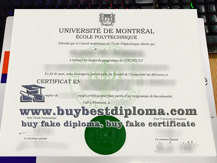 Polytechnique Montréal certificat, Polytechnique Montréal diploma,
