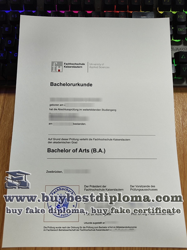 Fachhochschule Kaiserslautern urkunde, Fachhochschule Kaiserslautern diploma,