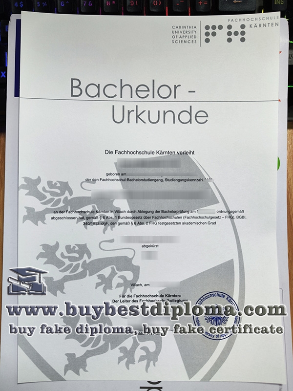 FH Kärnten Urkunde, Fachhochschule Kärnten Degree,