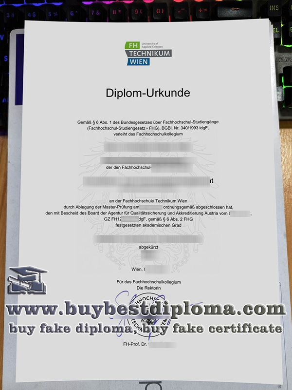  FH Technikum Wien Diploma, FH Technikum Wien Urkunde,