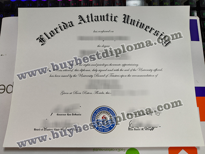 Florida Atlantic University diploma, Florida Atlantic University certificate,