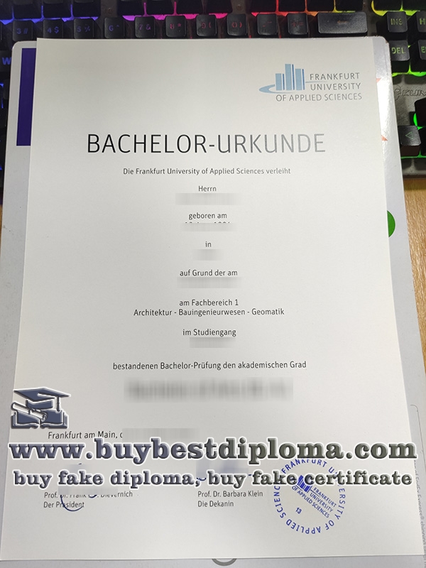 Frankfurt University of Applied Sciences urkunde, Frankfurt UAS diploma,