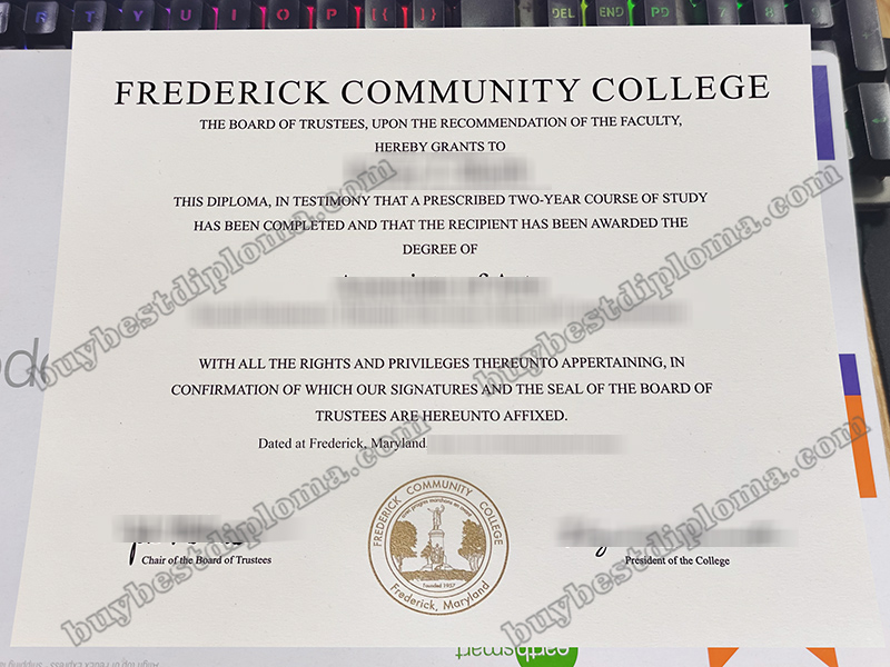 Frederick Community College diploma, Frederick Community College certificate,