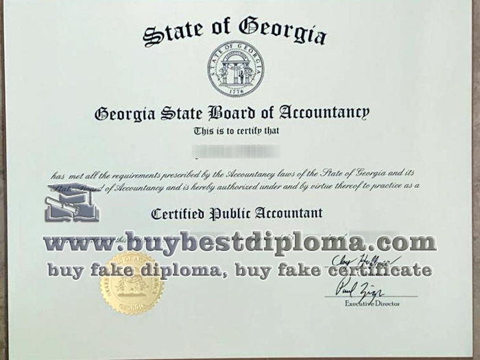 Georgia CPA certificate, fake Georgia Certified Public Accountant certificate,