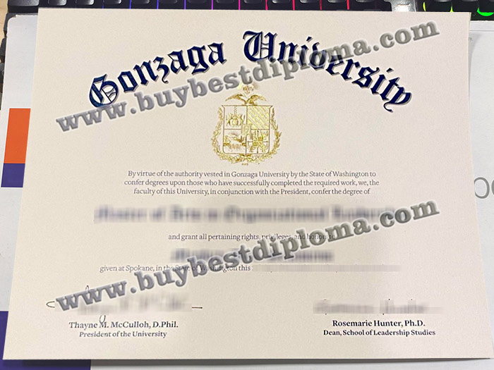 Gonzaga University diploma, Gonzaga University certificate,