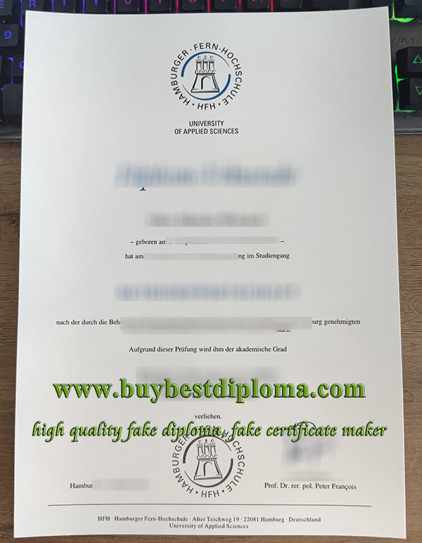 Hamburger Fern-Hochschule diploma, Hamburger Fern-Hochschule urkunde, Hamburger Fern-Hochschule certificate, fake HFH Hamburger diploma,