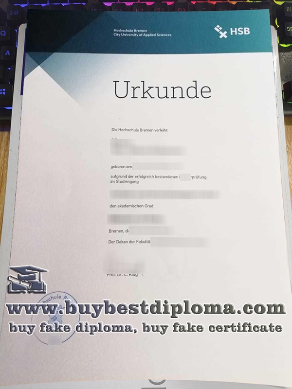 Hochschule Bremen urkunde, Hochschule Bremen degree,