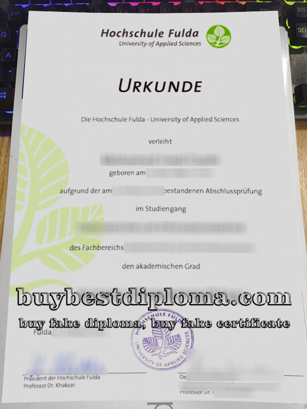 Hochschule Fulda urkunde, Hochschule Fulda diploma,