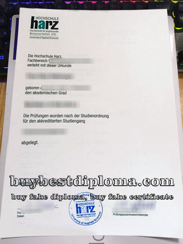 Hochschule Harz urkunde, Hochschule Harz diploma,
