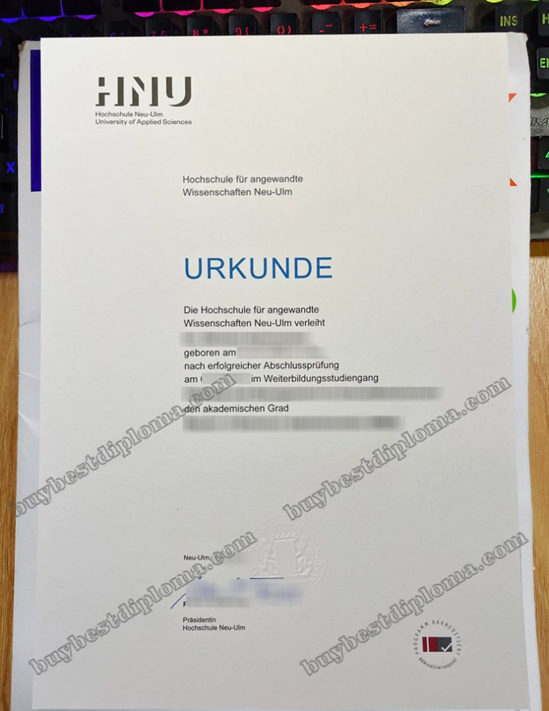 Hochschule Neu-Ulm urkunde, Neu-Ulm University degree,