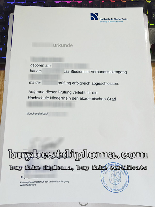 Hochschule Niederrhein urkunde, Hochschule Niederrhein degree,