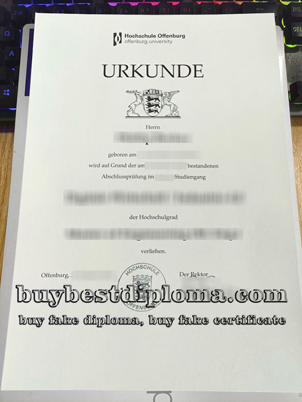 Hochschule Offenburg urkunde, Hochschule Offenburg certificate,