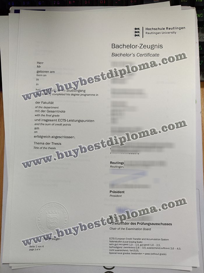 Hochschule Reutlingen zeugnis, Hochschule Reutlingen transcript,