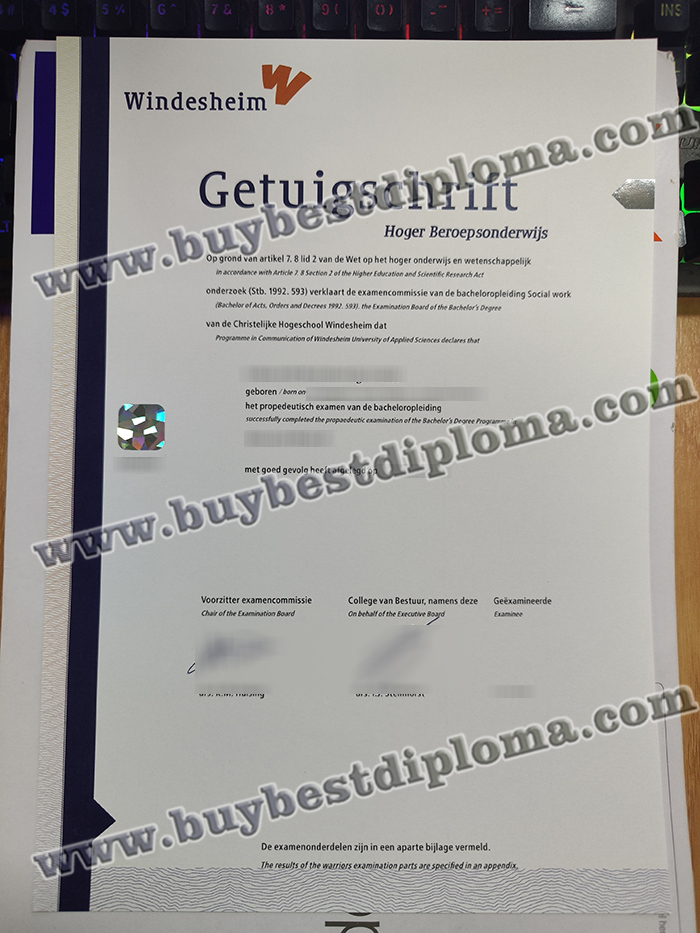 Hogeschool Windesheim getuigschrift, Hogeschool Windesheim degree,