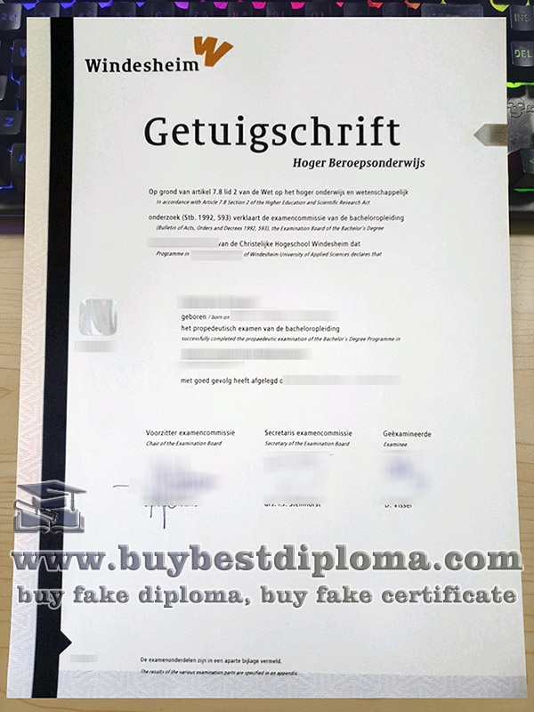 Hogeschool Windesheim getuigschrift, Hogeschool Windesheim diploma,