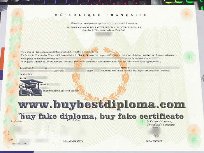 Institut national des langues et civilisations orientales diplome, fake INALCO diploma,