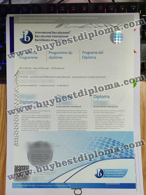 International Baccalaureate diploma, IB diploma certificate,