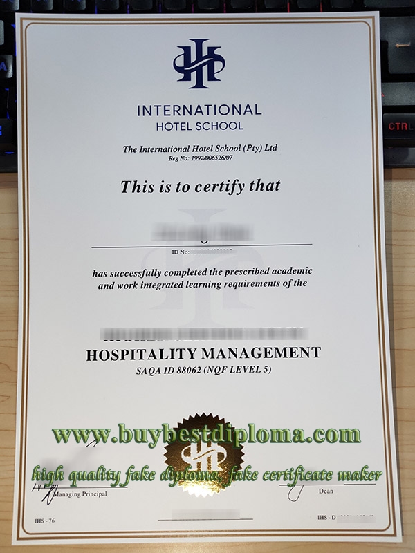 International Hotel School diploma, International Hotel School degree, International Hotel School certificate,