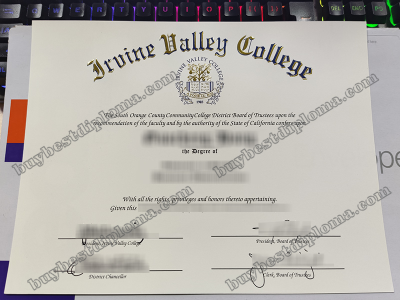 Irvine Valley College diploma, Irvine Valley College certificate,