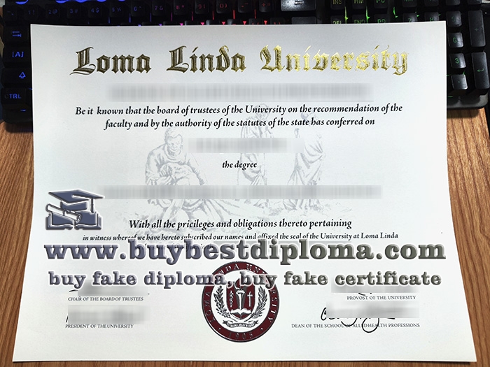 Loma Linda University diploma, Loma Linda University certificate,
