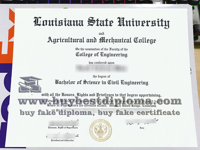 Louisiana State University diploma, fake LSU certificate, Louisiana State University degree,