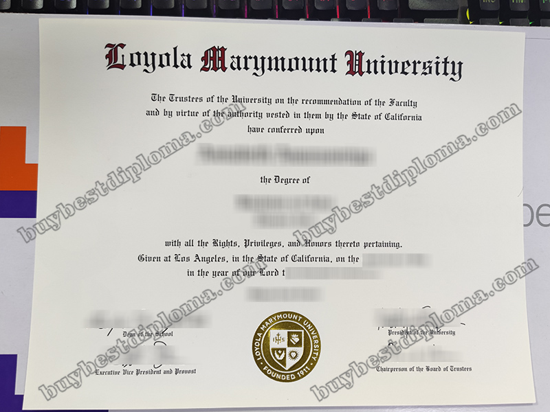 Loyola Marymount University diploma, Loyola Marymount University certificate,